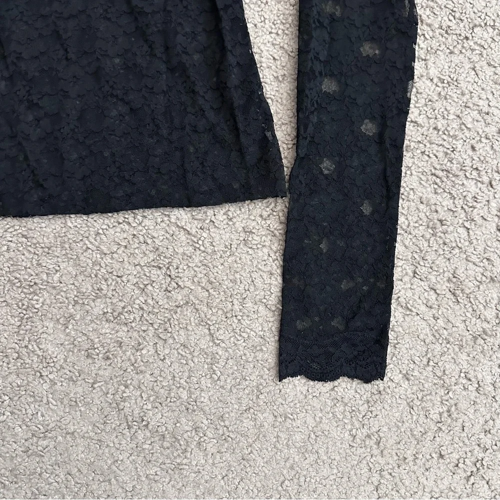 Free People Intimately Black Lace Long Sleeve Womens L